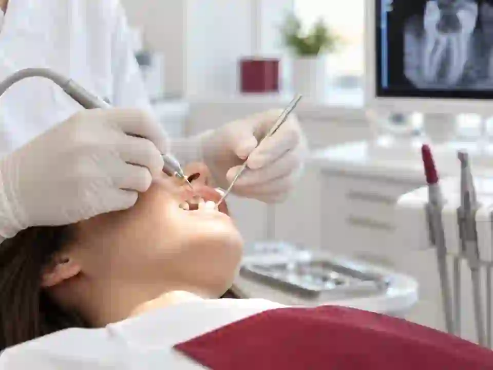 Non-graphic dental treatment in a clean clinic room